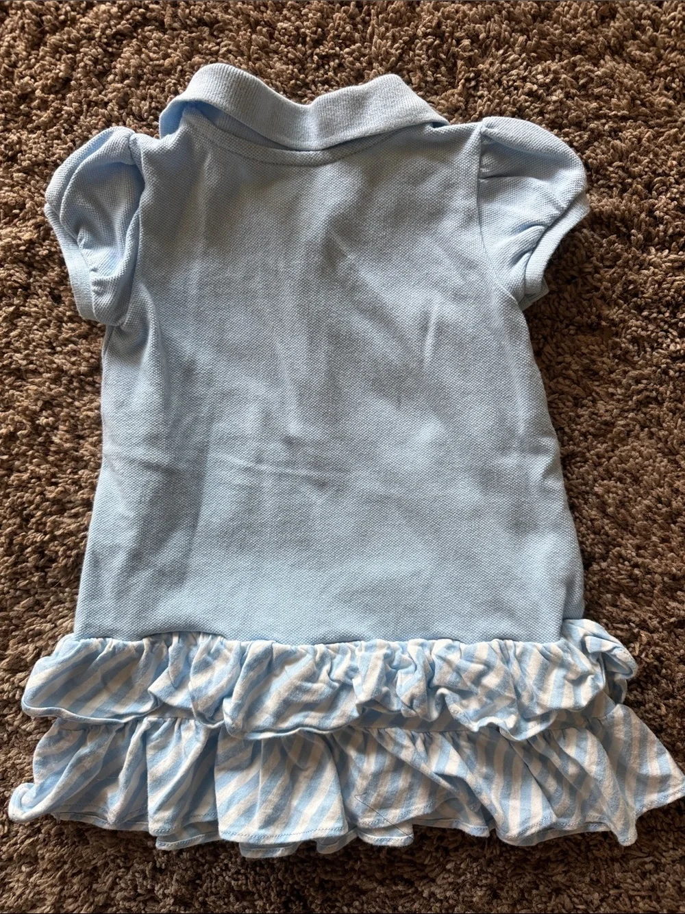 Ralph Lauren Light Blue Girls Polo Dress with Ruffle Hem